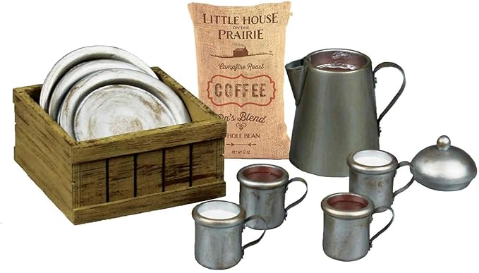 The Queen's Treasures 18 Inch Doll Kitchen Accessories, Little House on The Prairie 12 Piece 1880's Dishware Set Compatible for Use with American Girl Dolls