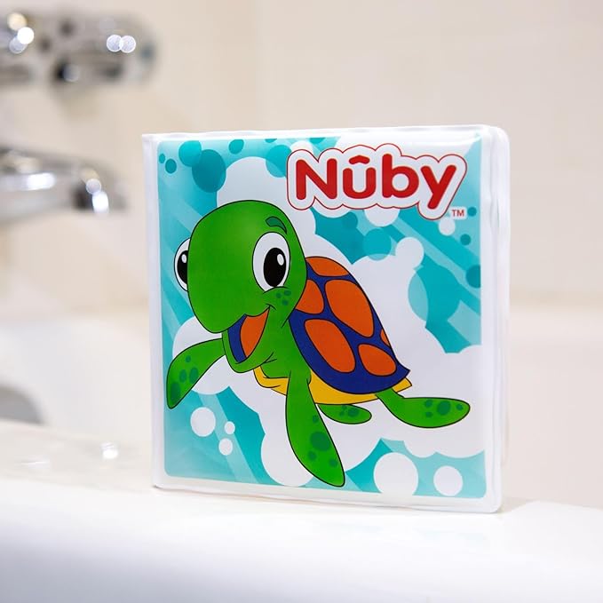Nuby Bath Fun Time Book with Water-Proof Pages and Surprise Squeaker, Early Education, 0 M+