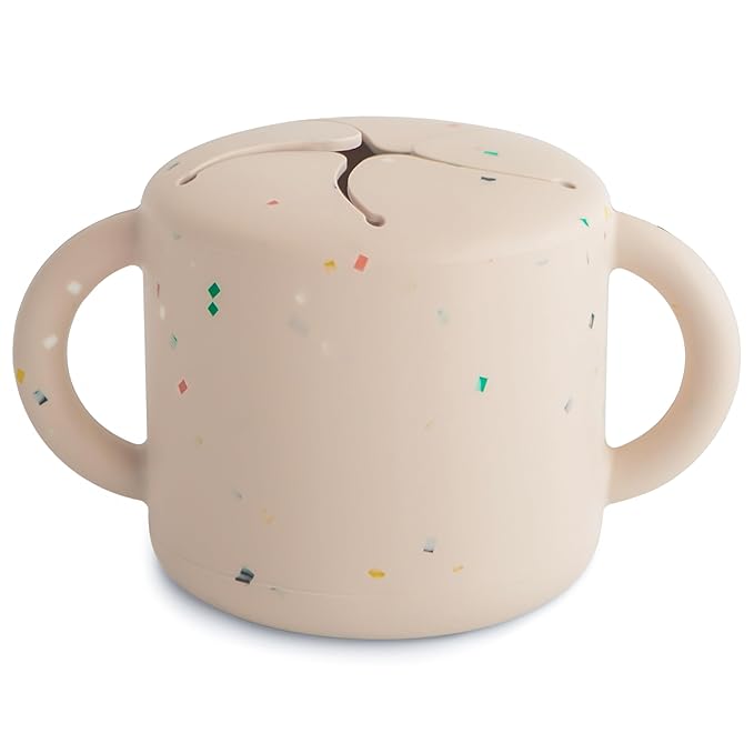 mushie Silicone Snack Cup | Spill Proof Food Container for Toddler and Baby (Vanilla Confetti)