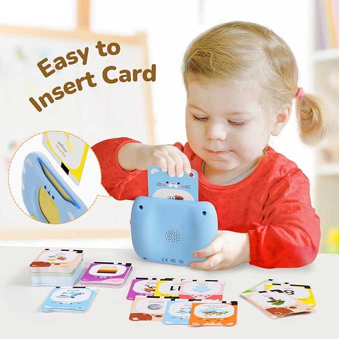 Talking Flash Cards for Toddlers 1-5 Clear Voice & Thick Cards & Easy to Slide in and Out, Independent Play & Speech Development Toys, 20 Topics Including Numbers & Letters & Songs