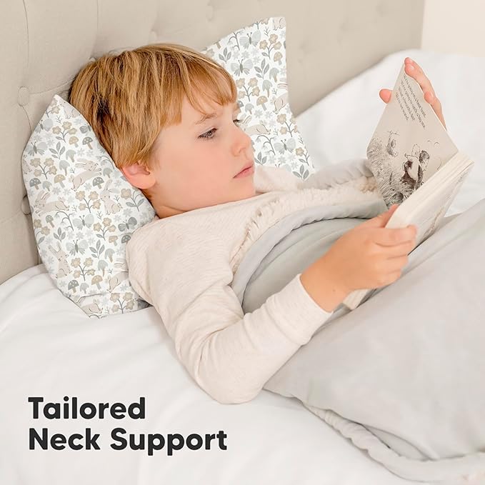 Toddler Pillow with Pillowcase - 13x18 My Little Dreamy Pillow, Organic Cotton Toddler Pillows for Sleeping, Kids Pillow, Travel Pillows, Mini Pillow, Nursery Pillow, Toddler Bed Pillow (Prairie)