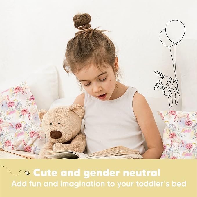 Toddler Pillow with Pillowcase - 13x18 My Little Dreamy Pillow, Organic Cotton Toddler Pillows for Sleeping, Kids Pillow, Travel Pillows, Mini Pillow, Nursery Pillow, Toddler Bed Pillow(Fantasy)