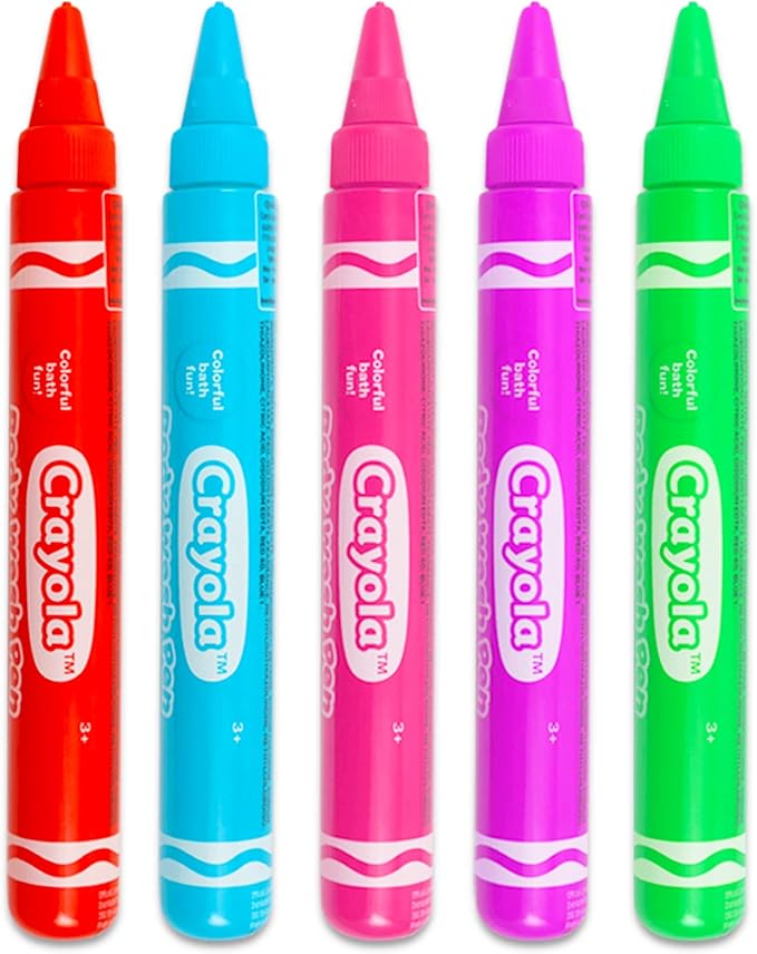 Crayola Bath Set Shower Toys Bundle - 9 Pc Crayola Kids Bathroom Set with Crayola Body Wash Pens, Bath Toys, and Stickers