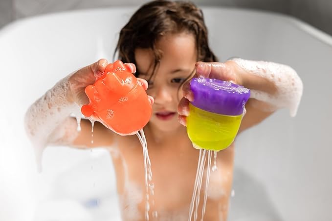 Ubbi Translucent Interchangeable Bath Toys for Baby and Toddler, Colorful Mix and Match Baby Bathtub Toys, Set of 4