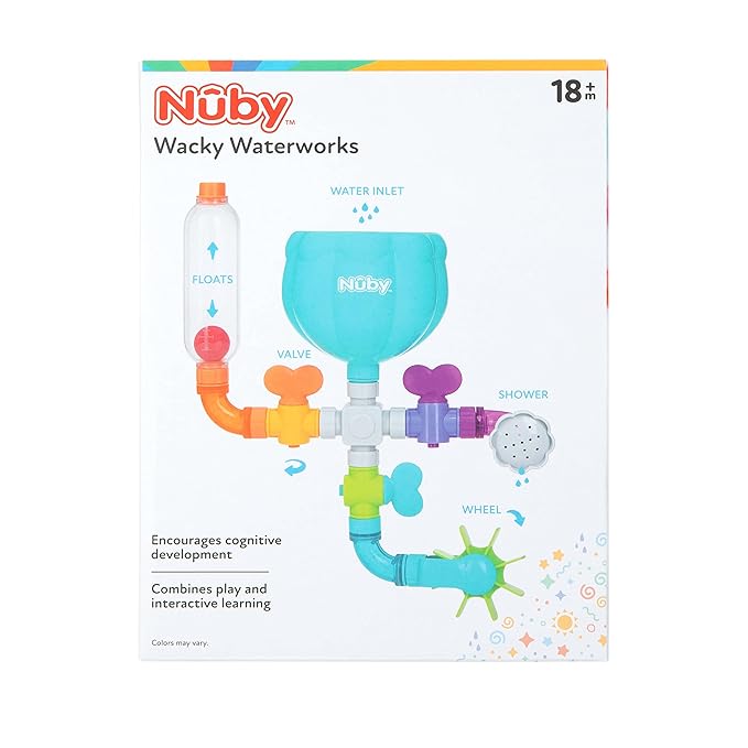 Nuby Wacky Waterworks Pipes Bath Toy - Baby Bathtub Toy with Interactive Features for Cognitive Development