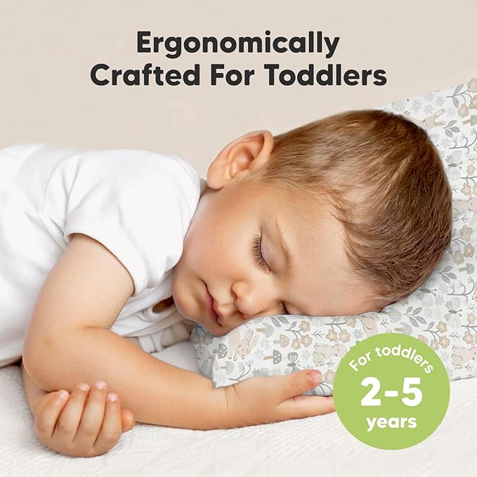 Toddler Pillow with Pillowcase - 13x18 My Little Dreamy Pillow, Organic Cotton Toddler Pillows for Sleeping, Kids Pillow, Travel Pillows, Mini Pillow, Nursery Pillow, Toddler Bed Pillow (Prairie)
