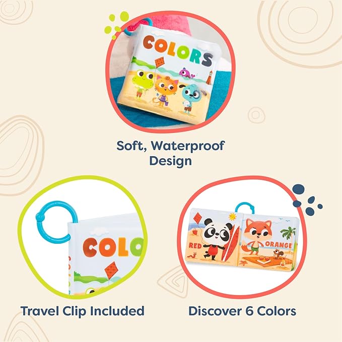 B. toys – Baby Bath Book – Educational Book for Babies – Book About Colors – Waterproof Bathtub Toys – 6 Months + – Tub Time Books - Colors