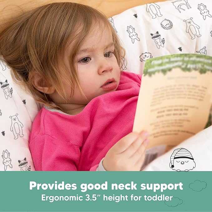 Toddler Pillow with Pillowcase - 13x18 My Little Dreamy Pillow, Organic Cotton Toddler Pillows for Sleeping, Kids Pillow,Travel Pillows,Mini Pillow,Nursery Pillow,Toddler Bed Pillow (KeaFriends)