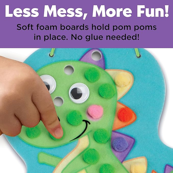 Creativity for Kids Pom Pom Pictures: Dinosaurs - Toddler Learning Toys, Sensory Play for Ages 3+