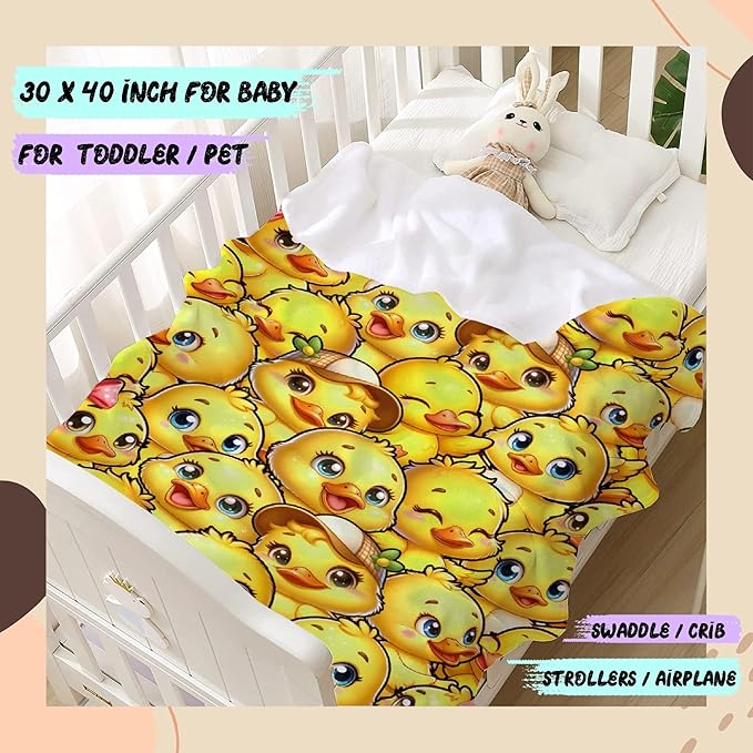 Little Yellow Ducks Adult duck Blanket Kids Funny Blanket Suitable for Bedroom Living Room bed sofa Crib Couch Chair outdoor All Season Items That Yellow Duck Lovers Will Love 40"x30"for Pets