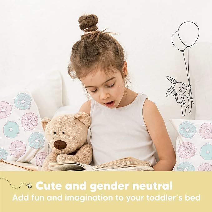 Toddler Pillow with Pillowcase - 13x18 My Little Dreamy Pillow, Organic Cotton Toddler Pillows for Sleeping, Kids Pillow, Travel Pillows, Mini Pillow, Nursery Pillow, Toddler Bed Pillow (Donuts)