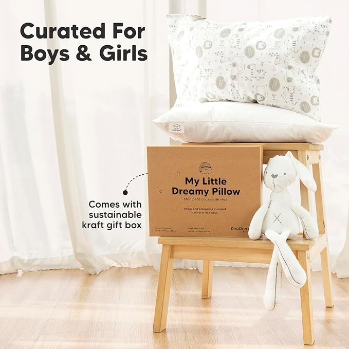 Toddler Pillow with Pillowcase - 13x18 My Little Dreamy Pillow, Organic Cotton Toddler Pillows for Sleeping, Kids Pillow, Travel Pillows, Mini Pillow, Nursery Pillow, Toddler Bed Pillow (Sweetopia)