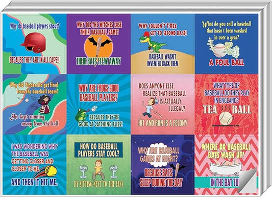 Creanoso Playing Baseball Funny Sports Jokes Stickers (10-Sheet) – Total 120 pcs (10 X 12pcs) Individual Small Size 2.1 x 2. Inches, Cool Themes Designs, Decor Art for Boys & Girls, Children, Teens