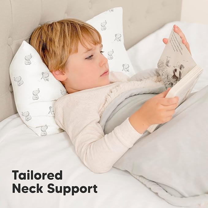 Toddler Pillow with Pillowcase - 13x18 My Little Dreamy Pillow, Organic Cotton Toddler Pillows for Sleeping, Kids Pillow, Travel Pillows, Mini Pillow, Nursery Pillow, Toddler Bed Pillow (Elly)