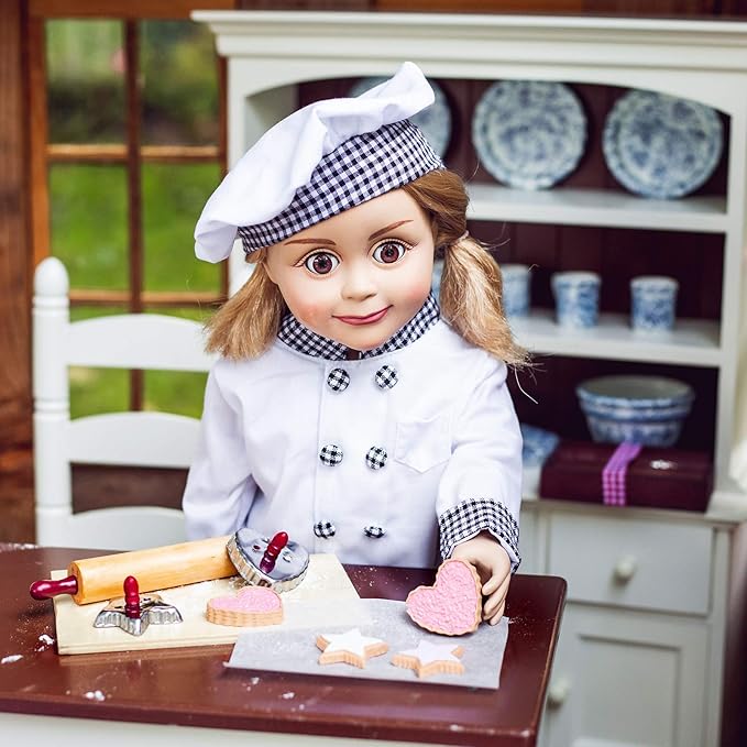 The Queen's Treasures 18 Inch Doll Accessories, 23 Pc Vintage Style Baking Tool Set and Food, Compatible with American Girl Kitchen Furniture
