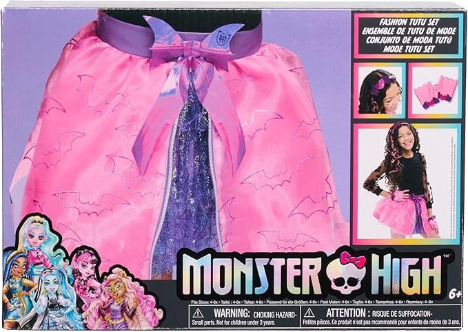 Monster High Draculaura Fashion Tutu Set Amazon Exclusive, 3-Pieces, 4-6X, Dress Up and Pretend Play, Pink, Kids Toys for Ages 6 Up by Just Play