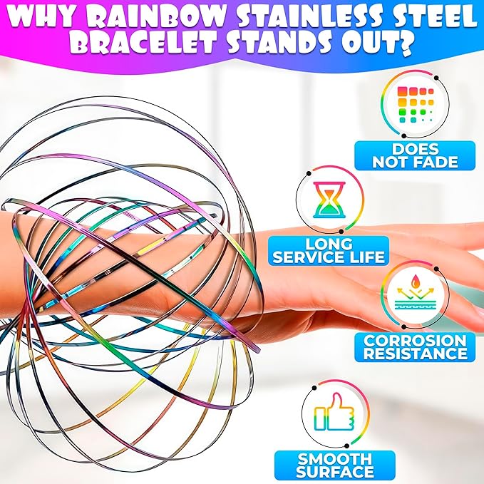 Flow Ring Spinner Ring Arm Toy - Sensory Rings Fidget Bracelet Geometric Sensory Spring Toy Magic Flow Bracelet Fidget Flow Bracelet Flow Rings Fidget Toy - Arm Fidget Spinner Kinetic Toys Magic Rings