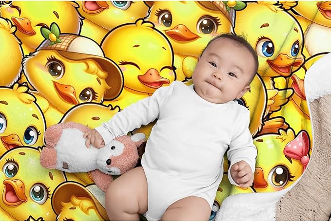 Little Yellow Ducks Adult duck Blanket Kids Funny Blanket Suitable for Bedroom Living Room bed sofa Crib Couch Chair outdoor All Season Items That Yellow Duck Lovers Will Love 40"x30"for Pets