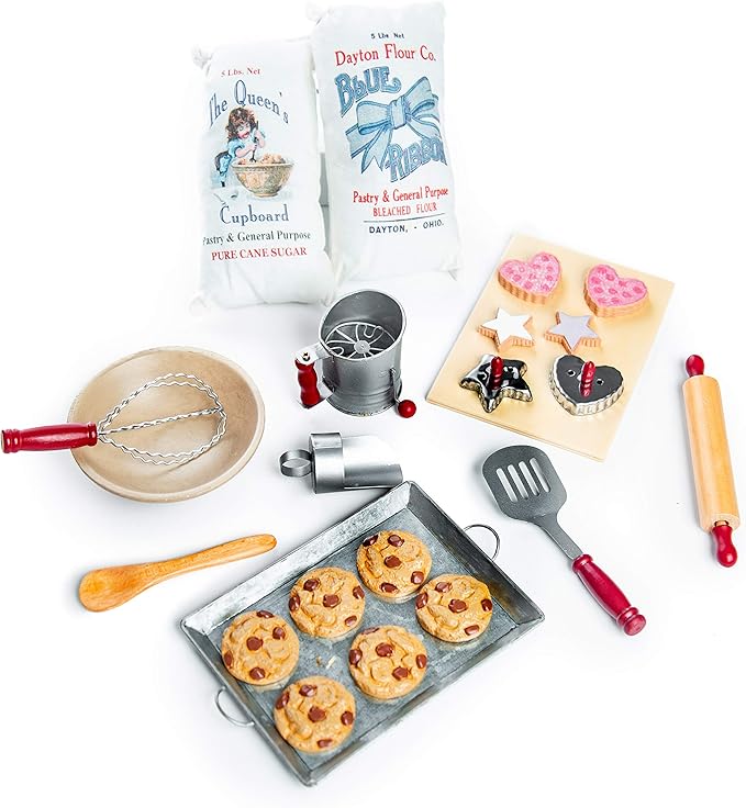 The Queen's Treasures 18 Inch Doll Accessories, 23 Pc Vintage Style Baking Tool Set and Food, Compatible with American Girl Kitchen Furniture