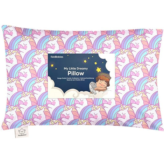 Toddler Pillow with Pillowcase - 13x18 My Little Dreamy Pillow, Organic Cotton Toddler Pillows for Sleeping, Kids Pillow, Travel Pillows, Mini Pillow, Nursery Pillow, Toddler Bed Pillow (Unicorn)